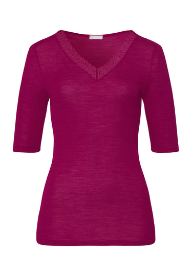 Woolen Lace Lace Trim Wool And Silk Top | Pink Tourmaline 70829-2473